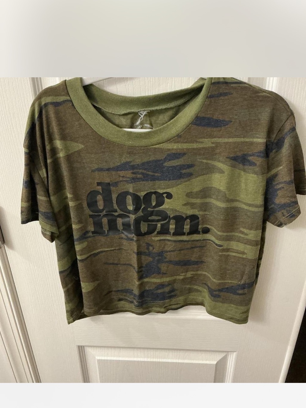 dog mom. Camouflage Green Short Sleeve Pet Lover Tee